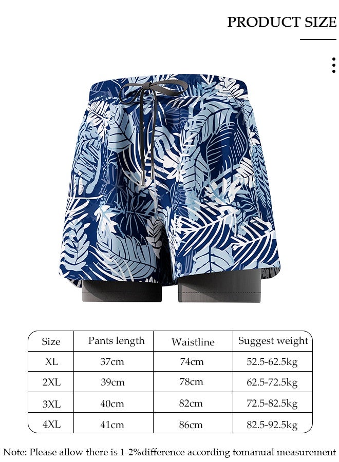 DUNISO Men's Swimming Trunks with Compression Liner, Double Layer Quick Dry Beach Shorts with Adjustable Belt Loose Breath Swim Shorts Swimwear Bathing Suits for Beach and Swimming - Image 2